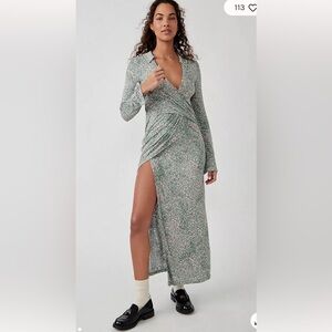 NWT Free people size M Shayla wrap midi dress in mint combo